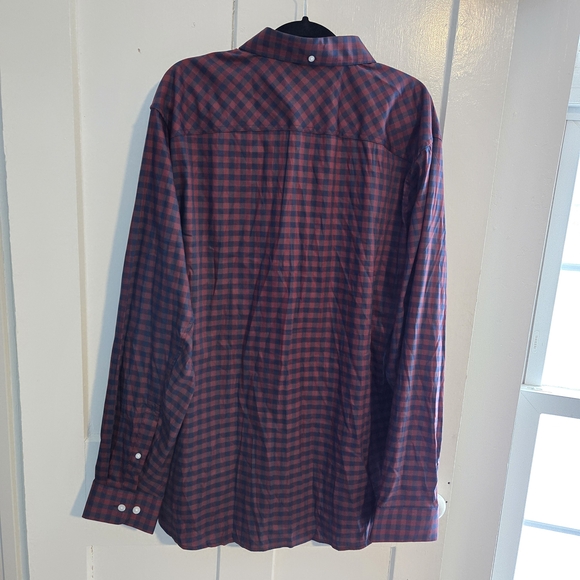 Duluth Trading Shirt Mens XL Tall, Red Blue Plaid Flannel, Button Down Untucked - Picture 2 of 14